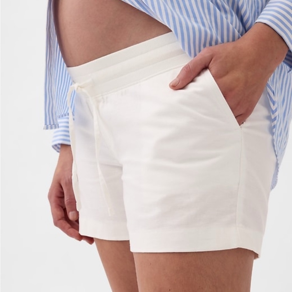 White Linen Maternity Shorts NWT